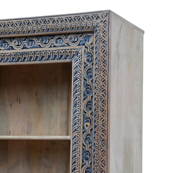 Lazuli Carved Display Bookshelf KMF17158 Close Up Top Lazuli Carved Display Bookshelf KMF17158 Close Up Top