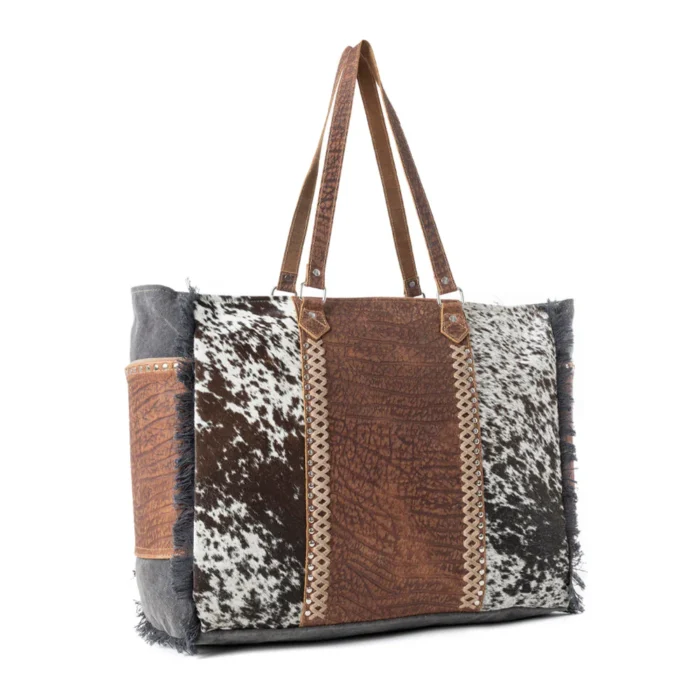 Leather And Hide Tote Weekender bag KMH26008 Side