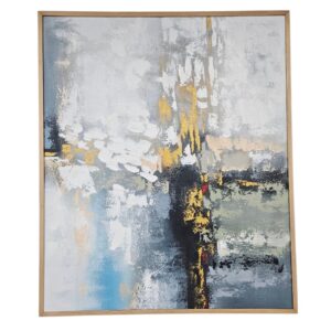 Gilded Industrial Monochrome & Gold Foil Abstract Painting
