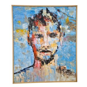 Modern Man Abstract Portrait Framed Acrylic Canvas Painting
