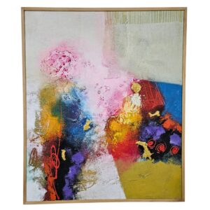 Modern Pink Abstract Framed Acrylic Canvas Painting