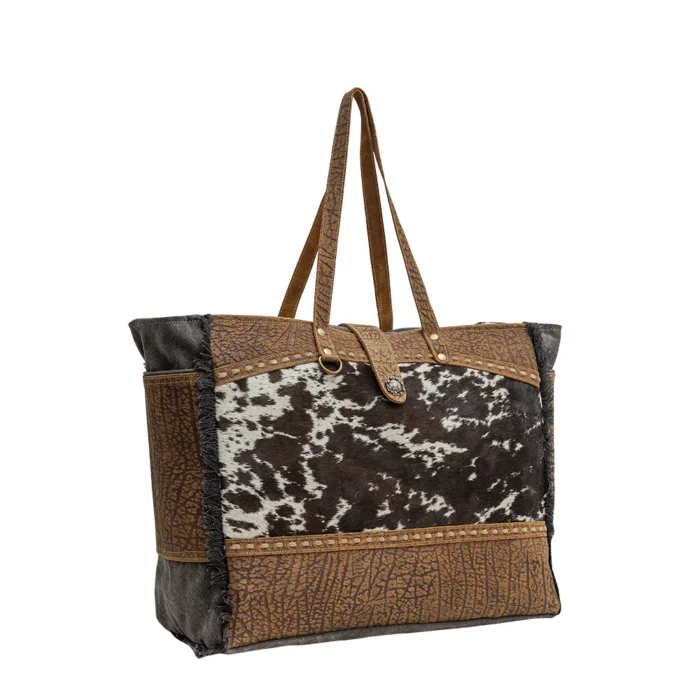 Natural Hide And Leather Tote Bag KMH26004 Side