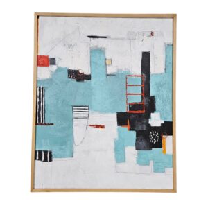 Teal & Crimson Geometric Modern Abstract Painting