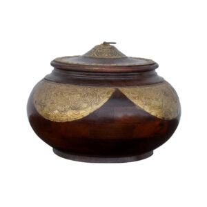 Brass Details Wooden Pot