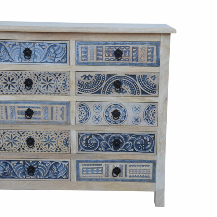 Carved Chest Of Drawers KMF19286A Close Up Front View