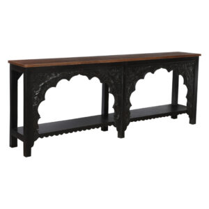 Double Arch Carved Console Table – Black