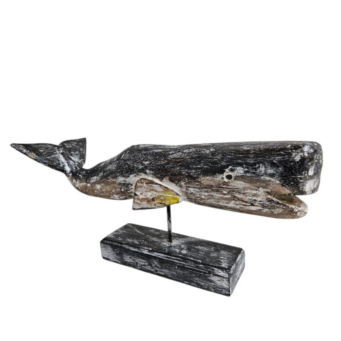 Carved Whale On Stand WET4510B Side Carved Whale On Stand WET4510B Side