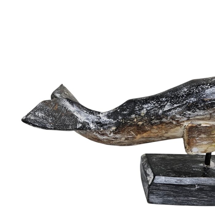 Carved Whale On Stand WET4511A Close Up Carved Whale On Stand WET4511A Close Up