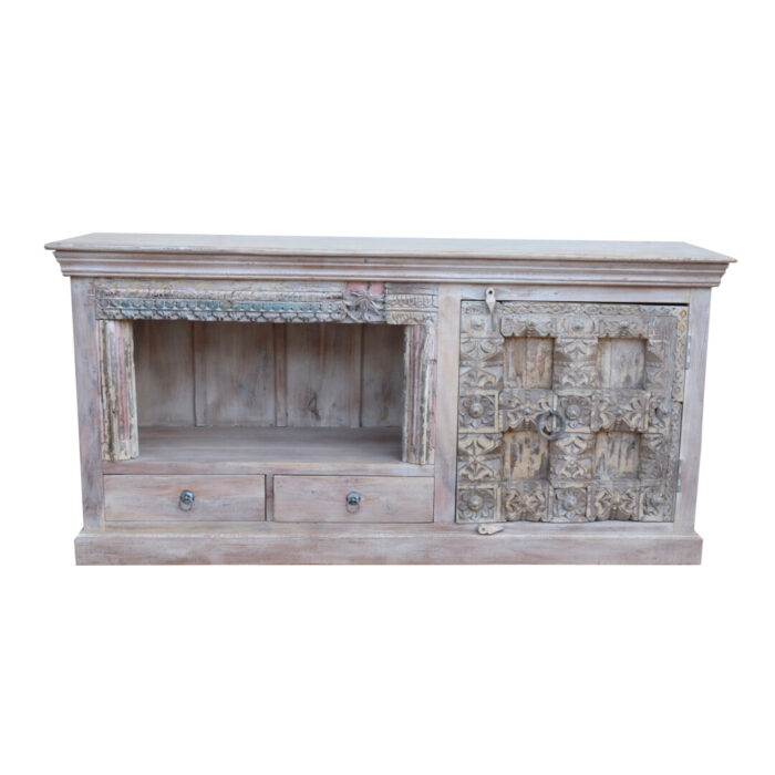 Carved White Wash Tv Entertainment Unit KMF26720 Main Carved White Wash Tv Entertainment Unit KMF26720 Main