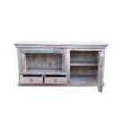 Carved White Wash Tv Entertainment Unit KMF26720 Open