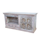 Carved White Wash Tv Entertainment Unit KMF26720 Side