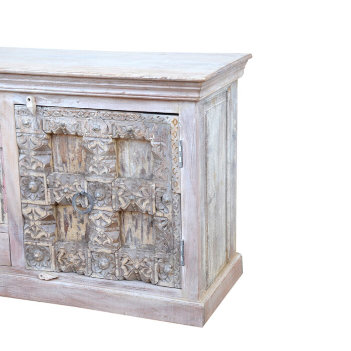 Carved White Wash Tv Entertainment Unit KMF26720 Side Close Side Carved White Wash Tv Entertainment Unit KMF26720 Side Close Side