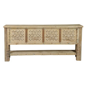 Carved Column Console Table – Natural