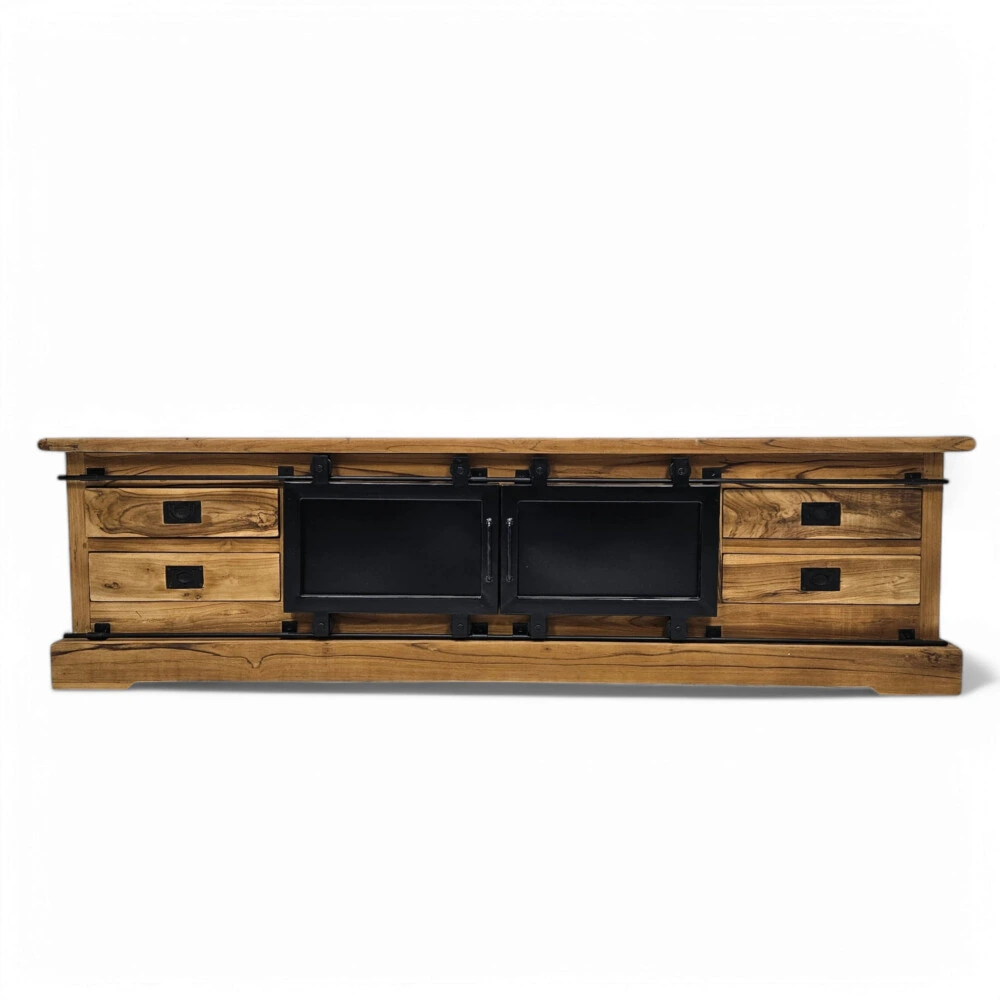 TV Cabinet, 2 Sliding Doors & 4 Drawers