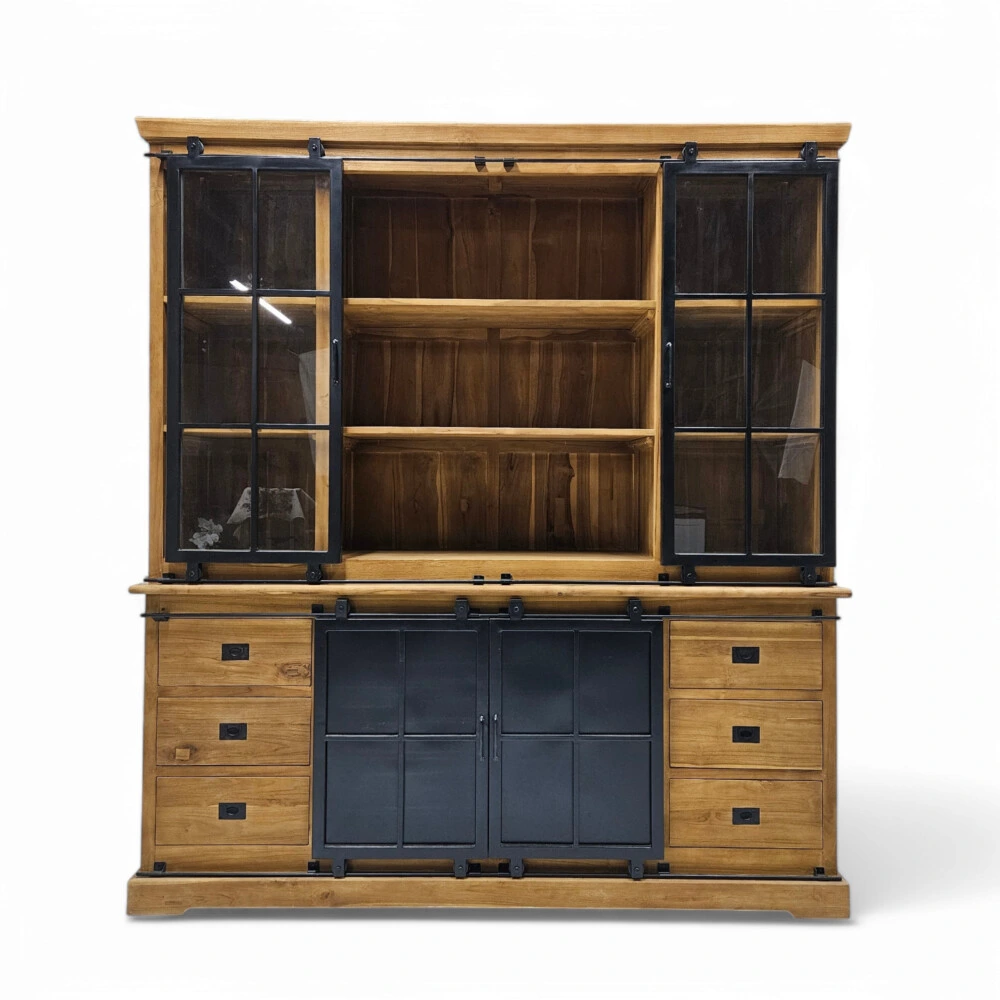 Tall Cabinet, 4 Sliding Doors & 6 Drawers