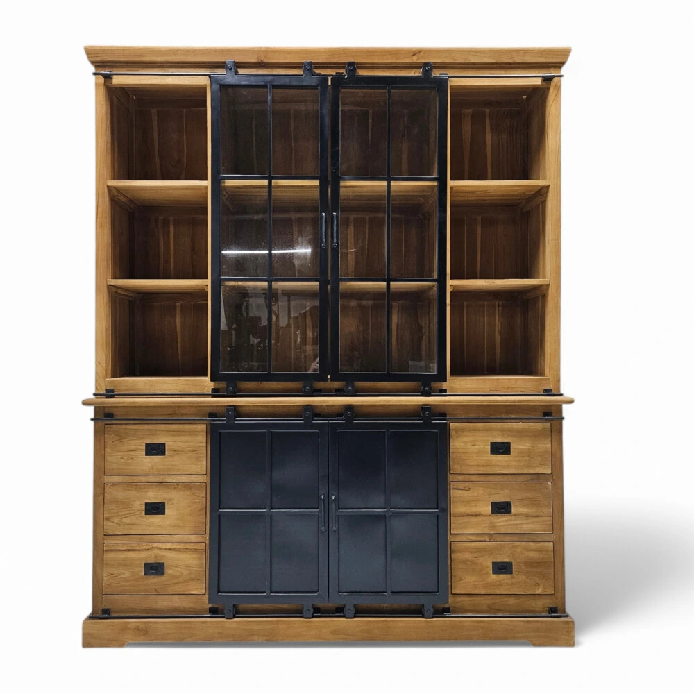 Tall Cabinet, 4 Sliding Doors & 6 Drawers