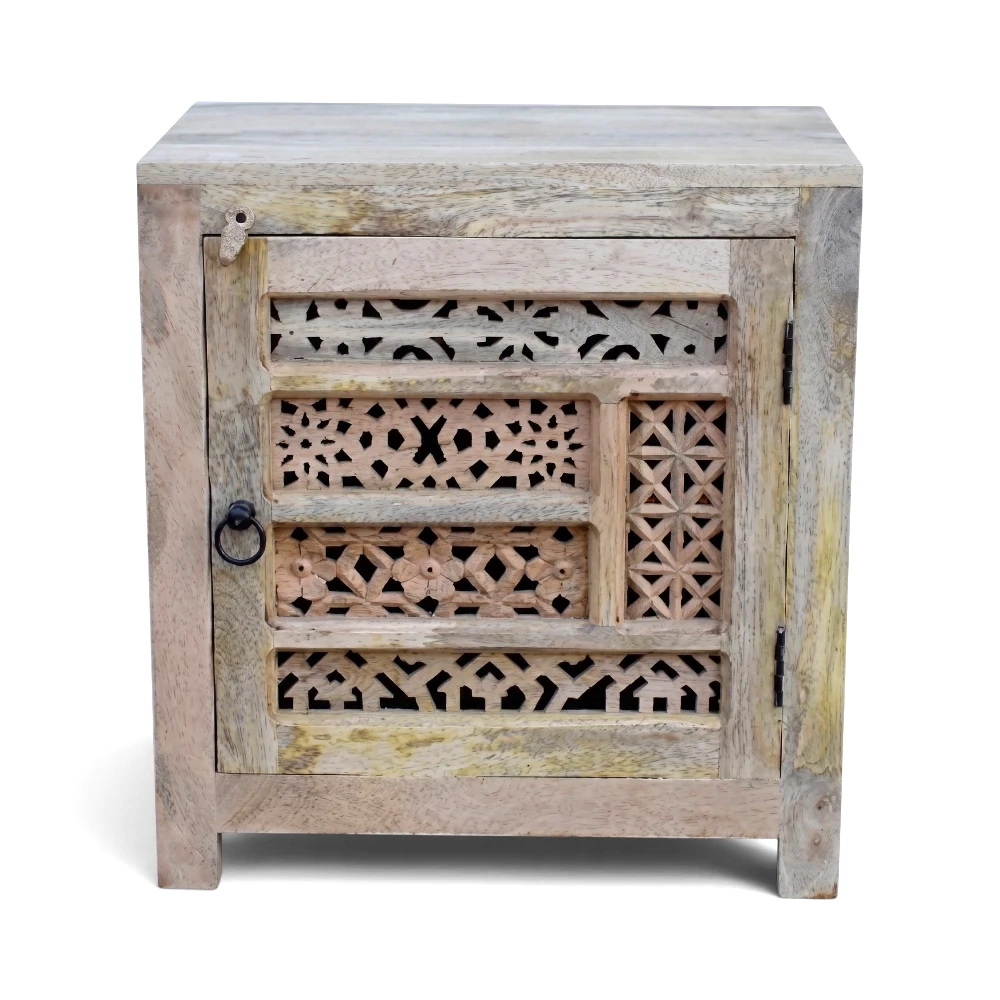 Mango Wood Bedside Table, Left