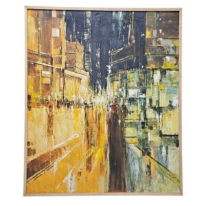 Metropolitan Nocturne Golden City Lights Abstract Painting