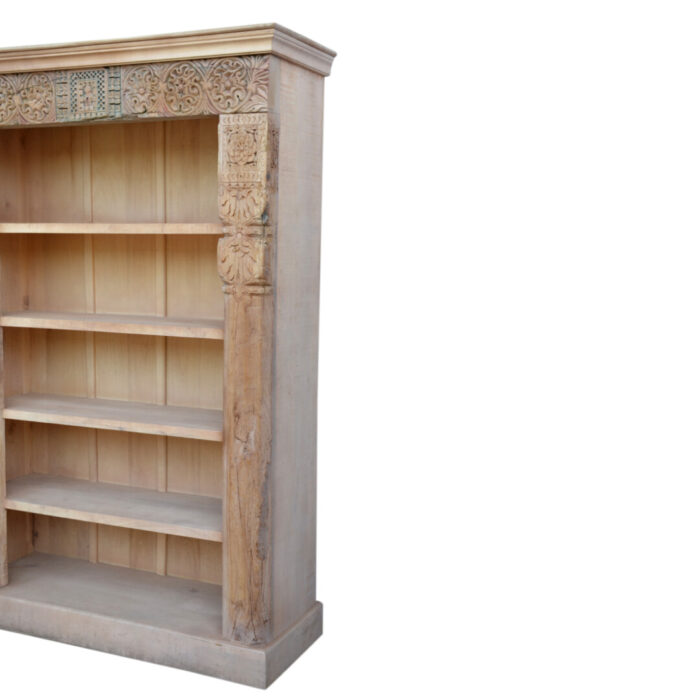 Rustic Carved Bookshelf KMF17160 Full Side View Close