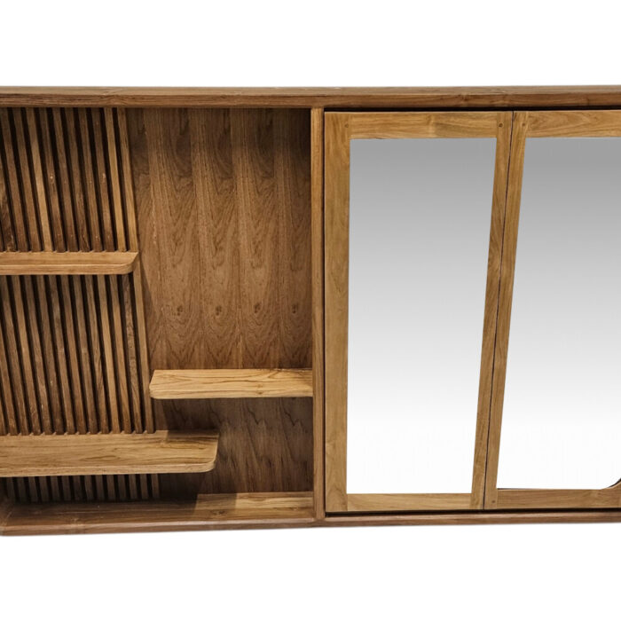 Wall Bar Mirror Teak HSB0205 Close Up