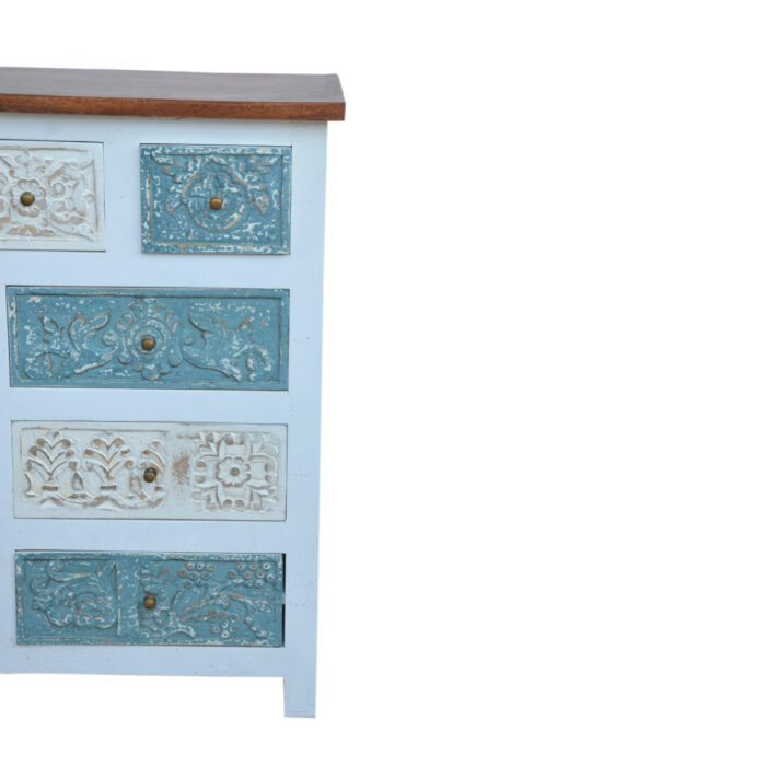 White And Blue Cabinet KMF19294 Close Up View White And Blue Cabinet KMF19294 Close Up View