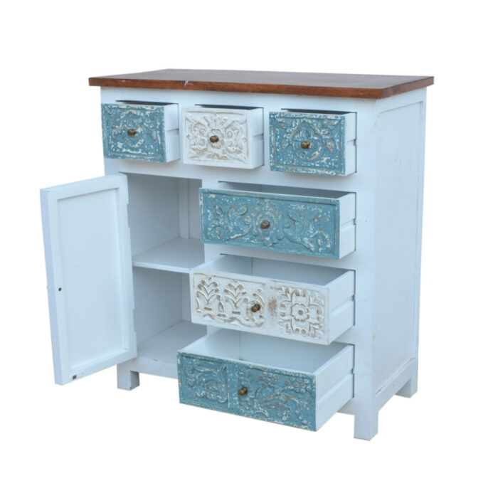 White And Blue Cabinet KMF19294 Side Open White And Blue Cabinet KMF19294 Side Open