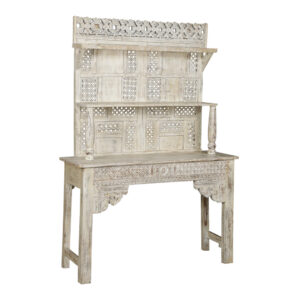 Ornate Console Display Shelf – White Wash