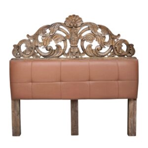 Nola Carved Tan Leather Headboard