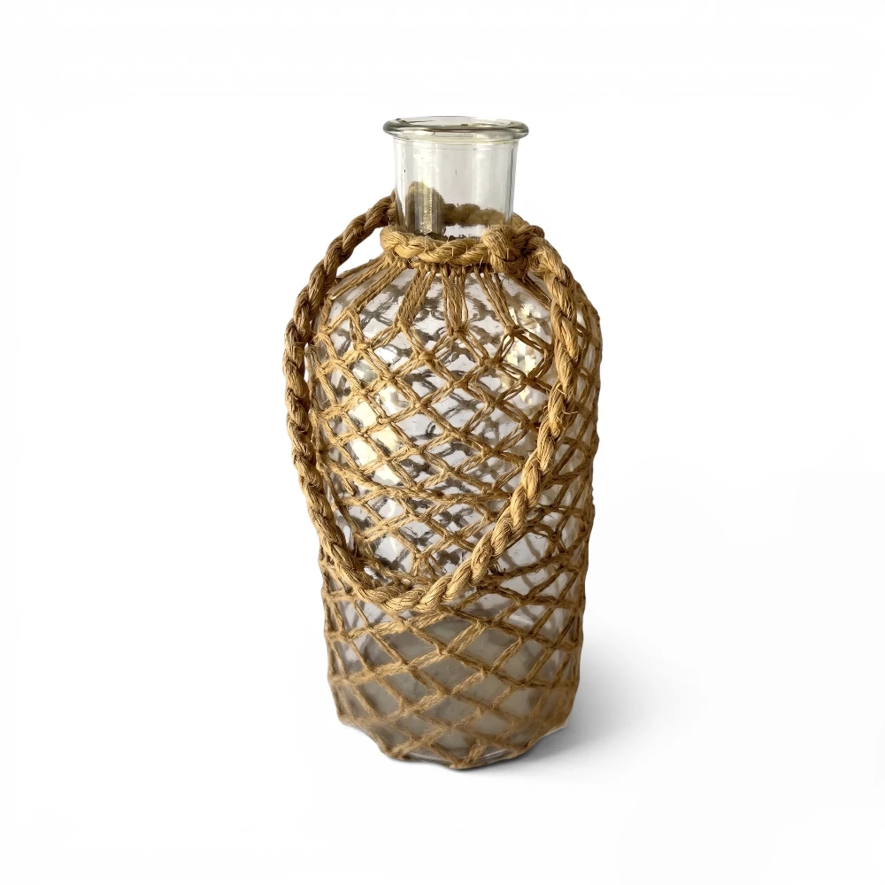 Clear Glass & Jute Rope Vase, 48cm