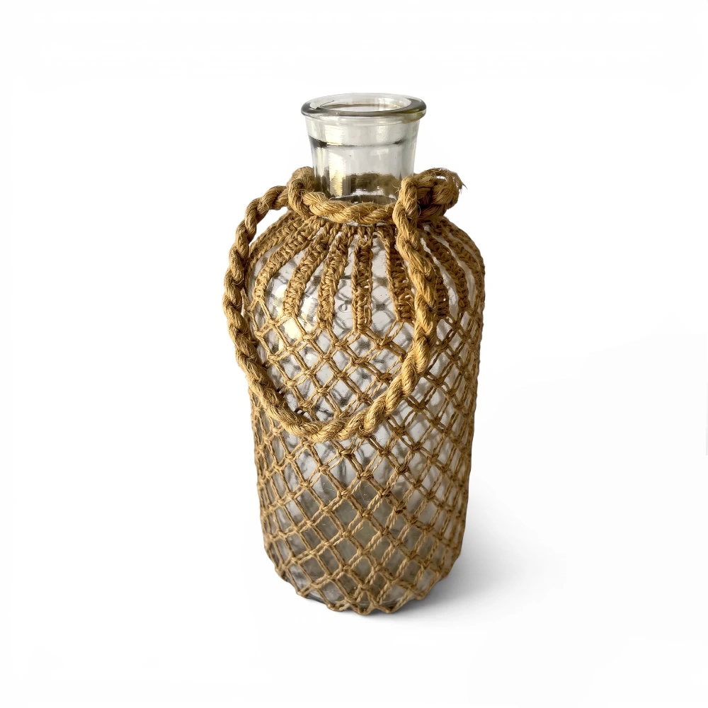 Clear Glass & Jute Rope Vase, 40cm