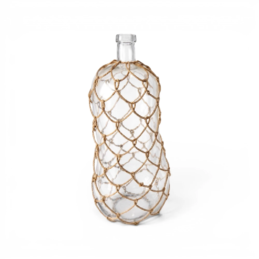 Clear Glass & Rattan Vase, 50cm