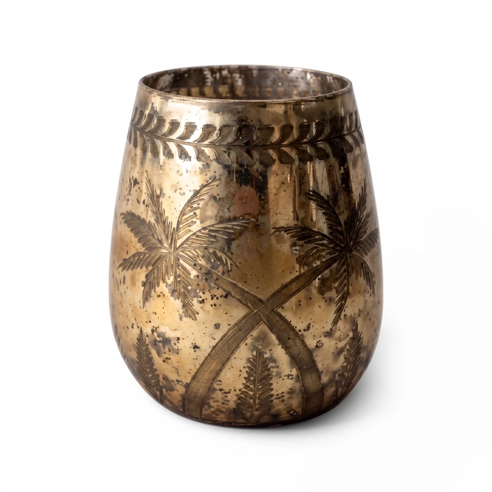 Hold Palms Etched Vase, Small