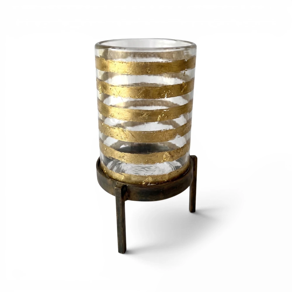 Modern Etched Candle Holder, 13cm