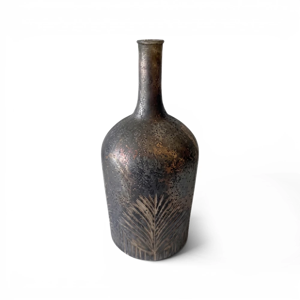 Palm Leaf Etched Vase, 50cm