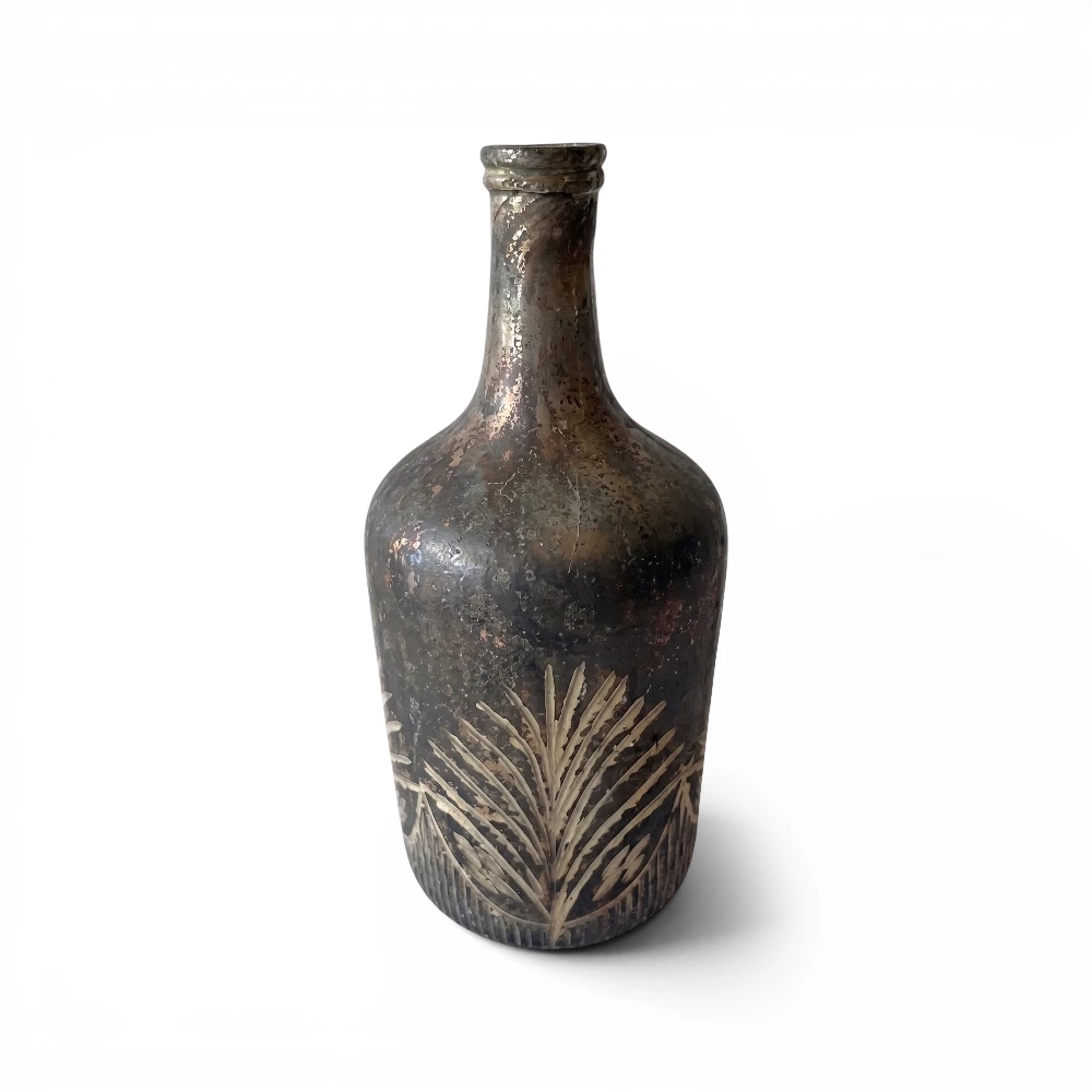 Palm Leaf Etched Vase, 37cm