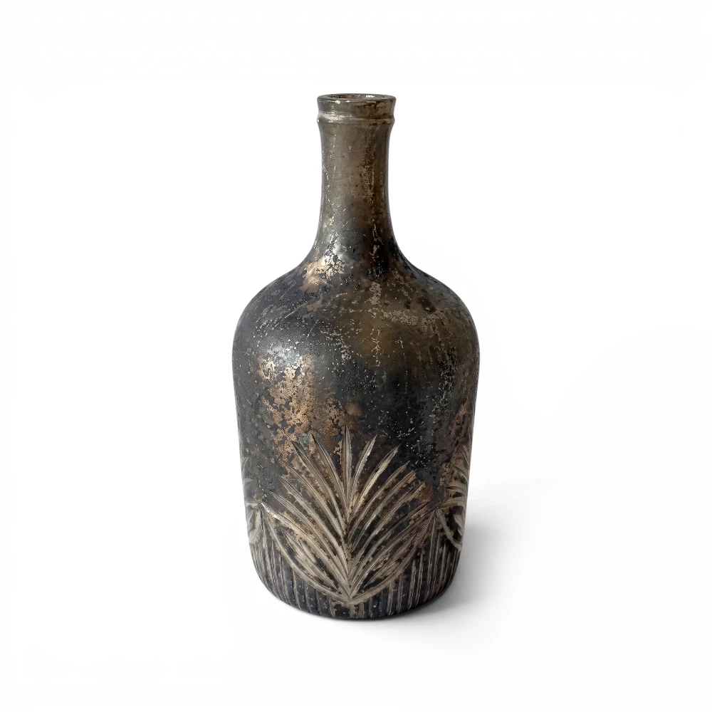 Palm Leaf Etched Vase, 25cm