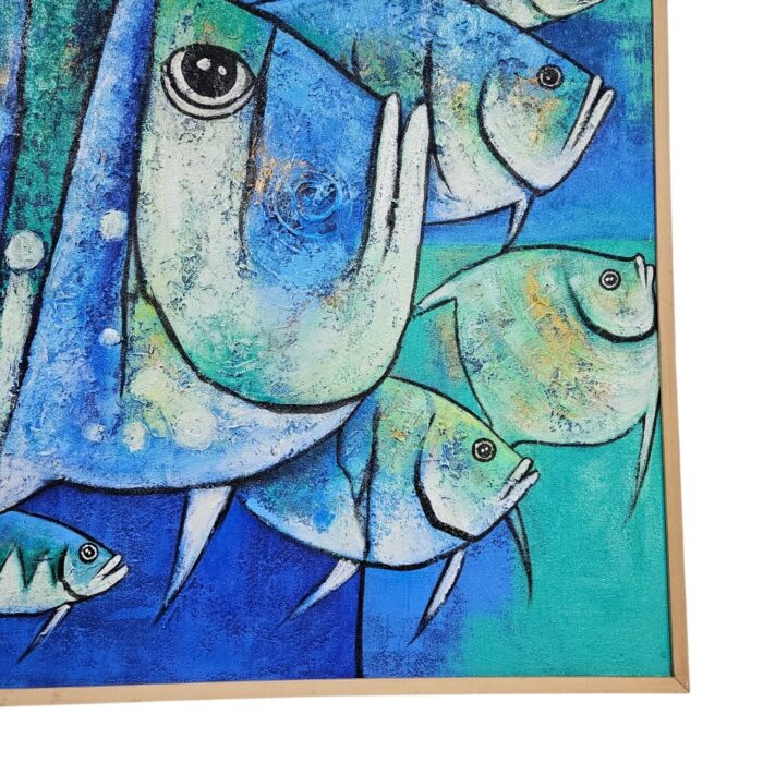 Blues Fish Oainting KRE3704 Close Bottom