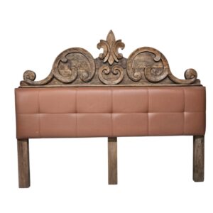 Rome Carved Tan Leather Headboard
