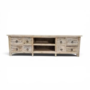 Flint Whitewash Teak Media Unit (195cm)