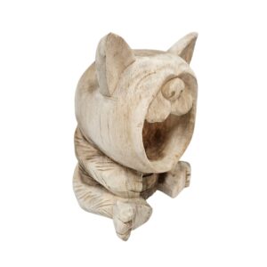 Cat Ozzy Teak Big Mouth Trinket Bowl