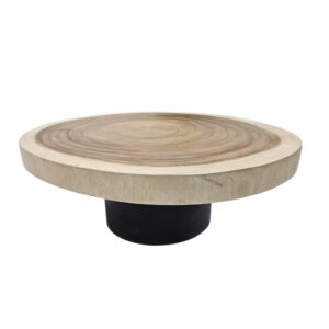 Clay Suar Slab Coffee Table with Black Base