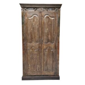 Tibe Carved 2-Door Arch Wooden Armoire