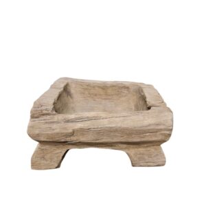 Rustic Footed Teak Wood Bowl