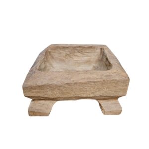 Rustic Footed Teak Wood Decorative Bowl