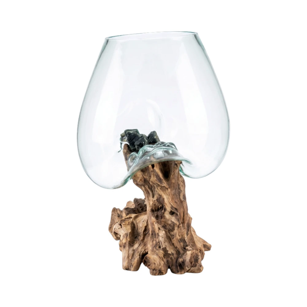 Abstract Glass Bowl On Wood