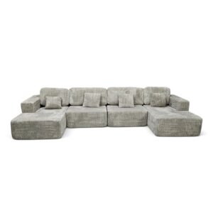 Morgan U-Shape Cloud Couch - Soft Grey
