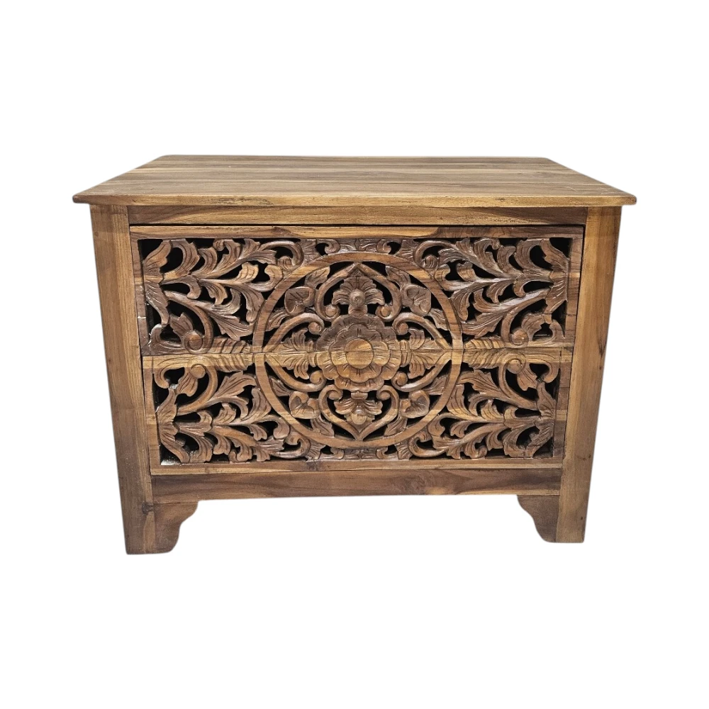 Mandala Brown Washed Teak Chest
