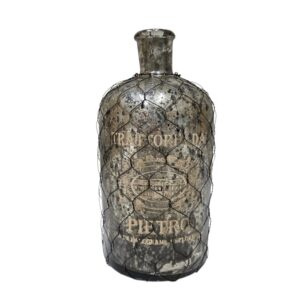 Pierro Antique Silver Wire Wrapped Glass Bottle Vase