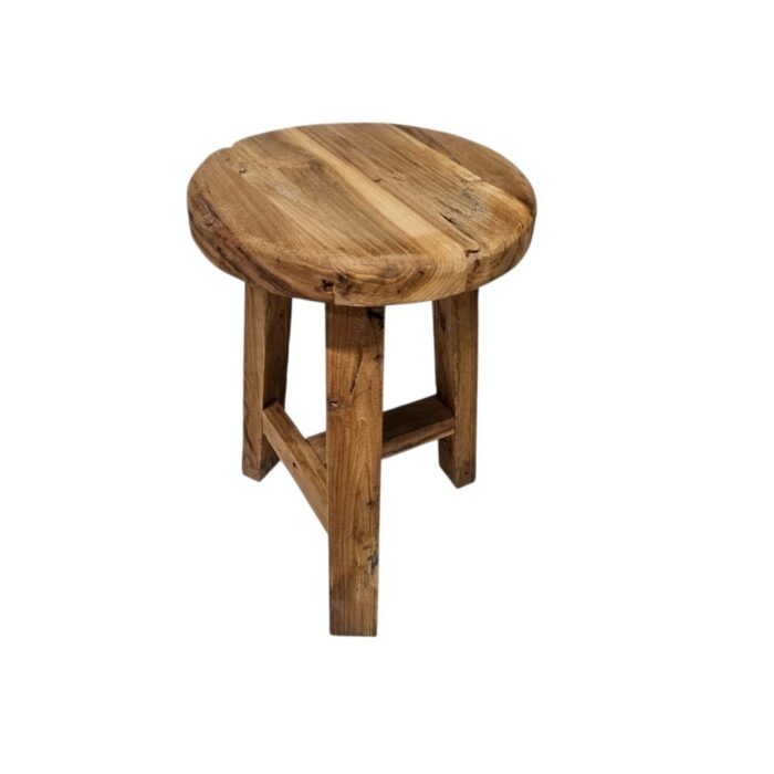 Side Table Stool Teak NJA7920 Main Top Stool, side view