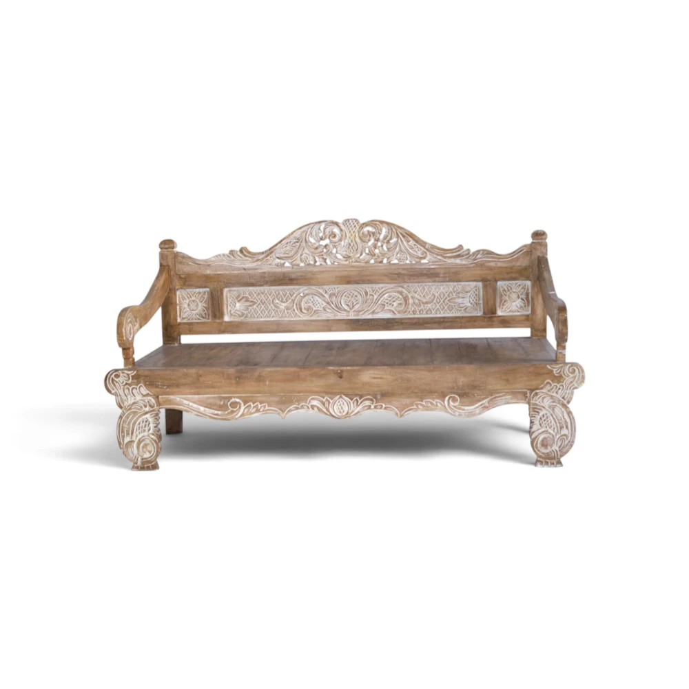 Carved Teak Bench